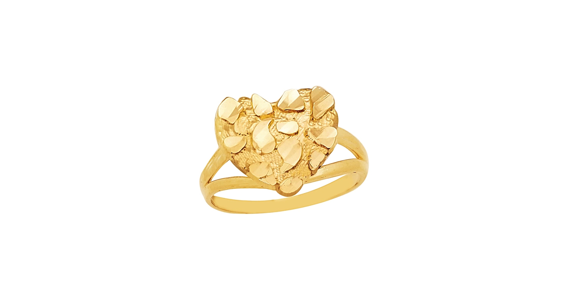 Amazon.com: 10k Gold Solid Nugget Ring Gold Heart Ring